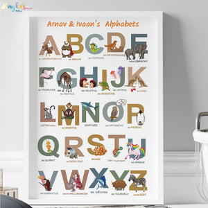 'A to Z of Emotions' Siblings Personalised Wall Art (Framed)