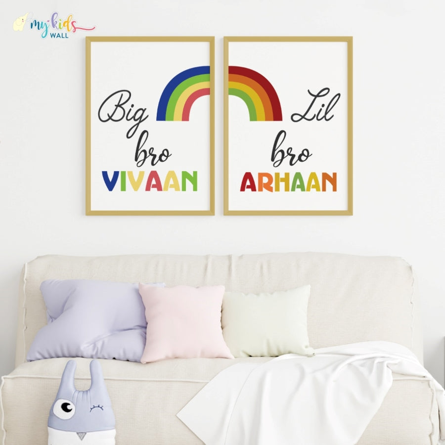 'Big Bro Lil Bro' Personalized Wall Art (Framed Set of 2)