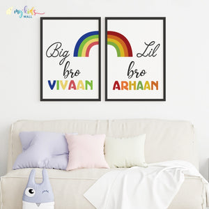 'Big Bro Lil Bro' Personalized Wall Art (Framed Set of 2)