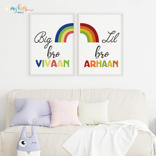 Load image into Gallery viewer, &#39;Big Bro Lil Bro&#39; Personalized Wall Art (Framed Set of 2)
