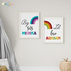 'Big Sis Lil Bro' Personalized Wall Art (Framed Set of 2)