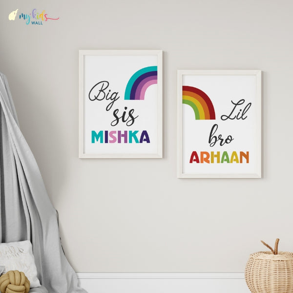 Load image into Gallery viewer, &#39;Big Sis Lil Bro&#39; Personalized Wall Art (Framed Set of 2)
