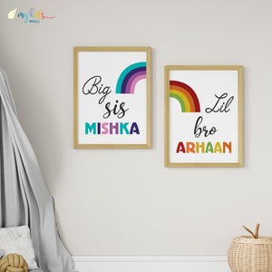 'Big Sis Lil Bro' Personalized Wall Art (Framed Set of 2)