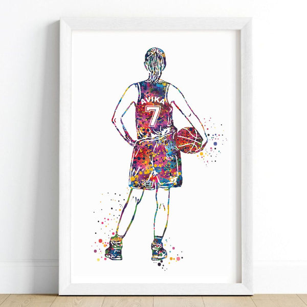 Load image into Gallery viewer, &#39;Basketball Player&#39; Girl Personalised Wall Art (Framed)
