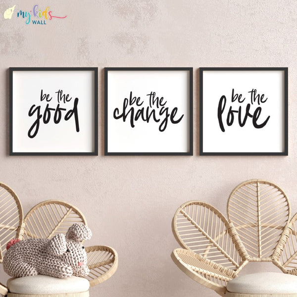 Load image into Gallery viewer, &#39;Be the Good, Be the Change, Be the Love&#39; Wall Art (Framed Set of 3)
