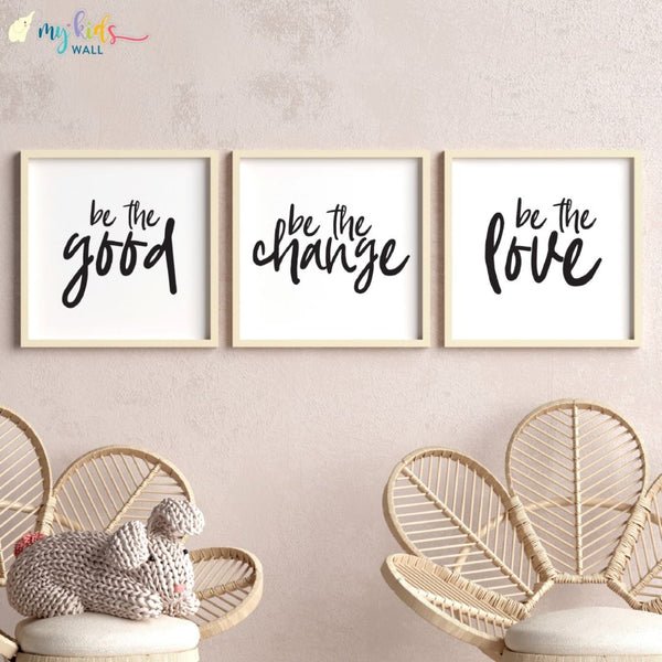 Load image into Gallery viewer, &#39;Be the Good, Be the Change, Be the Love&#39; Wall Art (Framed Set of 3)

