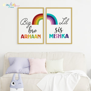 'Big Bro Lil Sis' Personalized Wall Art (Framed Set of 2)