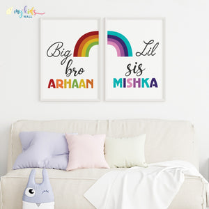 'Big Bro Lil Sis' Personalized Wall Art (Framed Set of 2)