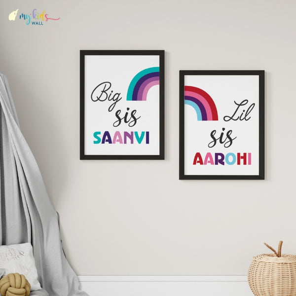 Load image into Gallery viewer, &#39;Big Sis Lil Sis&#39; Personalised Wall Art (Framed Set of 2)
