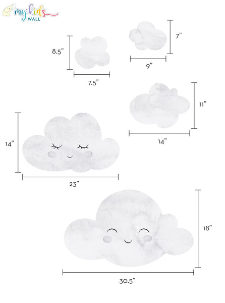 Load image into Gallery viewer, &#39;Watercolor Clouds with Heart Rain&#39; Wall Stickers
