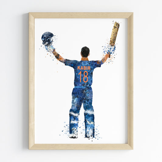 Cricket Player Personalised Wall Art (Framed)