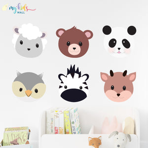 'Cute Animal Faces' Wall Stickers
