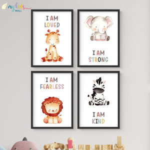 'Cute Animals with Positive Affirmations' Wall Art (Framed)