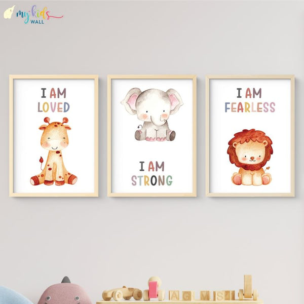 Load image into Gallery viewer, &#39;Cute Animals with Positive Affirmations&#39; Wall Art (Framed)
