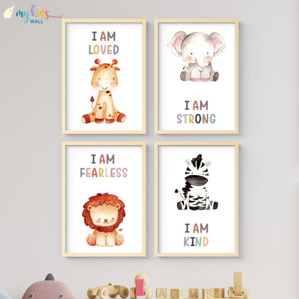 Load image into Gallery viewer, &#39;Cute Animals with Positive Affirmations&#39; Wall Art (Framed)

