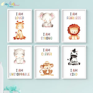 'Cute Animals with Positive Affirmations' Wall Art (Framed)