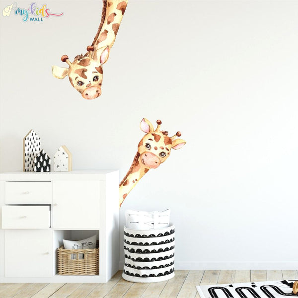 Load image into Gallery viewer, &#39;We see you!&#39; Cute Giraffes Watercolor Wall Stickers
