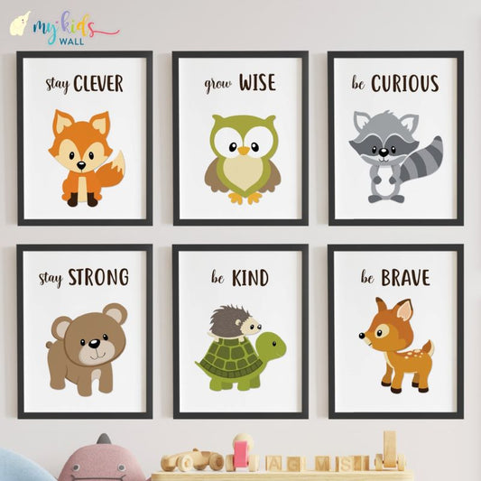 Cute Motivational Animals Wall Art (Framed)