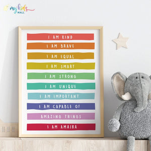 'Daily Positive Affirmations' Personalised Wall Art (Framed)