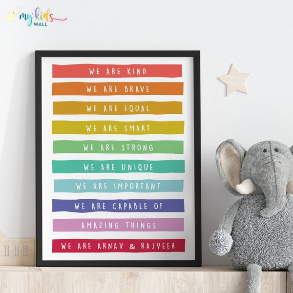 Load image into Gallery viewer, &#39;Daily Positive Affirmations&#39; Siblings Personalised Wall Art (Framed)
