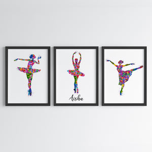 'Dancing Ballerinas' Personalized Wall Art (Framed Set of 3)