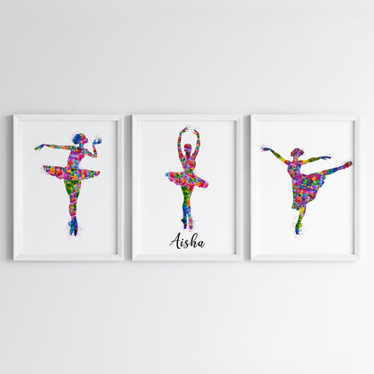 Dancing Ballerinas Personalized Wall Art (Framed Set of 3)