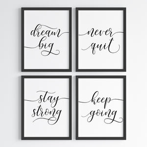 'Dream Big, Stay Strong' Wall Art (Framed Set of 4)