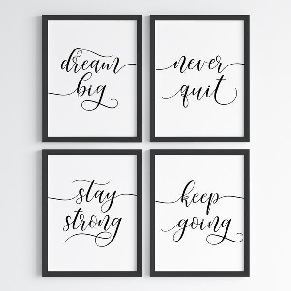 Load image into Gallery viewer, &#39;Dream Big, Stay Strong&#39; Wall Art (Framed Set of 4)
