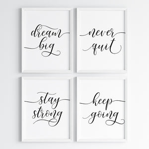 'Dream Big, Stay Strong' Wall Art (Framed Set of 4)