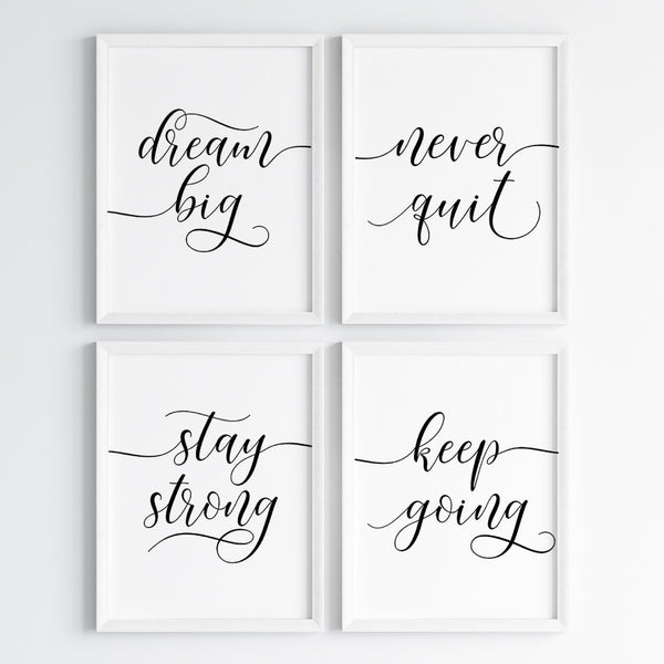 Load image into Gallery viewer, &#39;Dream Big, Stay Strong&#39; Wall Art (Framed Set of 4)

