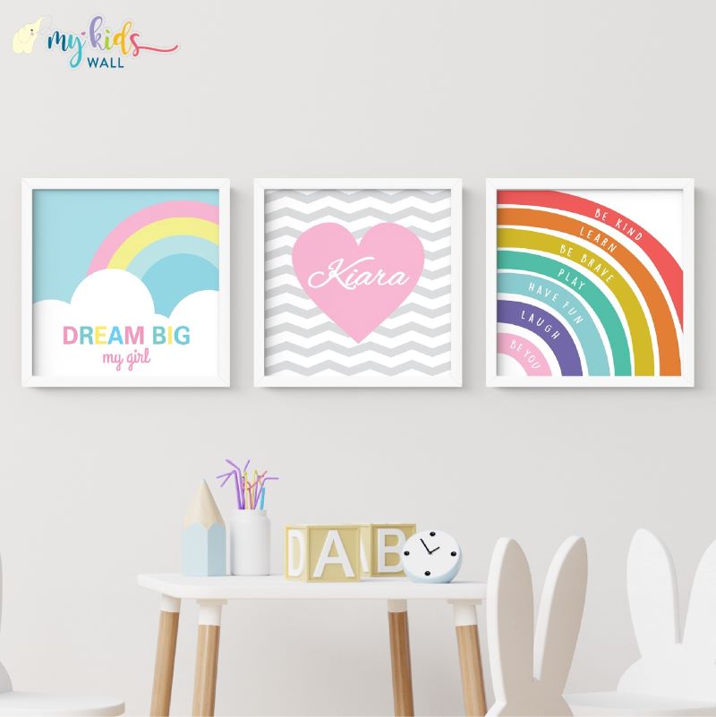 Dream Big Personalised Wall Art for Girl (Framed)