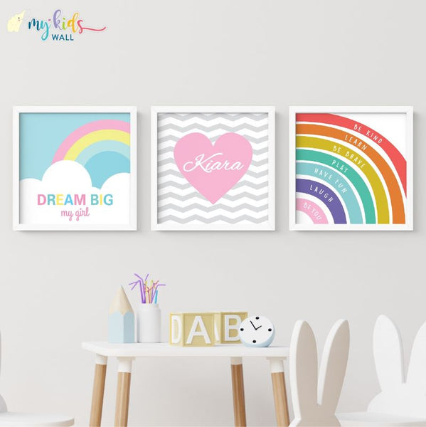 Load image into Gallery viewer, &#39;Dream Big&#39; Personalised Wall Art for Girl (Framed)
