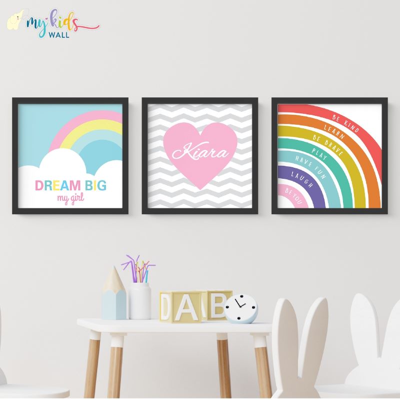 Dream Big Personalised Wall Art for Girl (Framed)