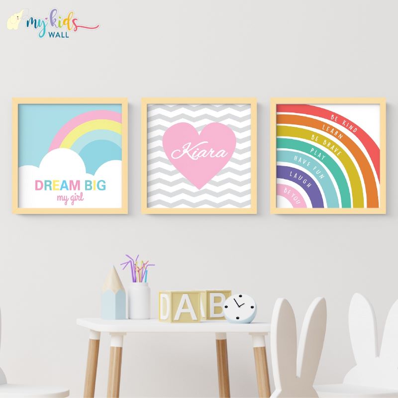 Dream Big Personalised Wall Art for Girl (Framed)