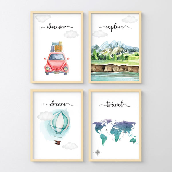 Load image into Gallery viewer, &#39;Explore, Travel, Discover&#39; Wall Art (Framed)
