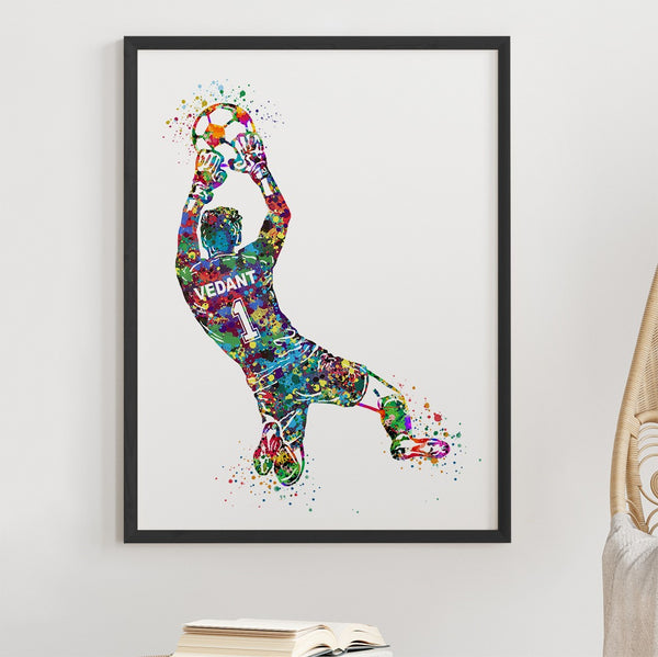 Load image into Gallery viewer, &#39;Football Goalkeeper&#39; Personalized Wall Art (Framed)
