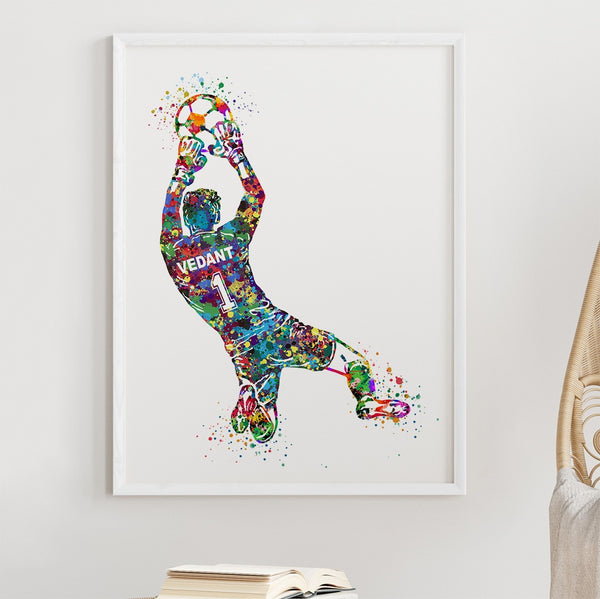 Load image into Gallery viewer, &#39;Football Goalkeeper&#39; Personalized Wall Art (Framed)

