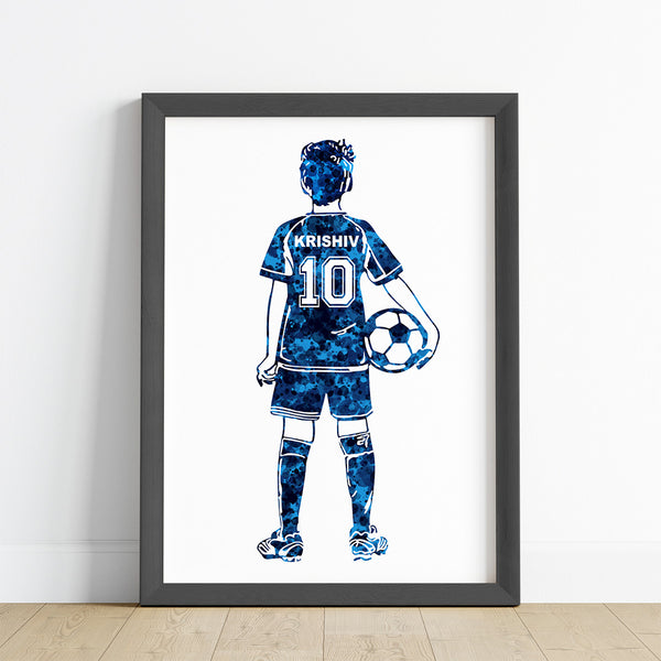 Load image into Gallery viewer, &#39;Football Player&#39; Kid Personalised Wall Art (Framed)
