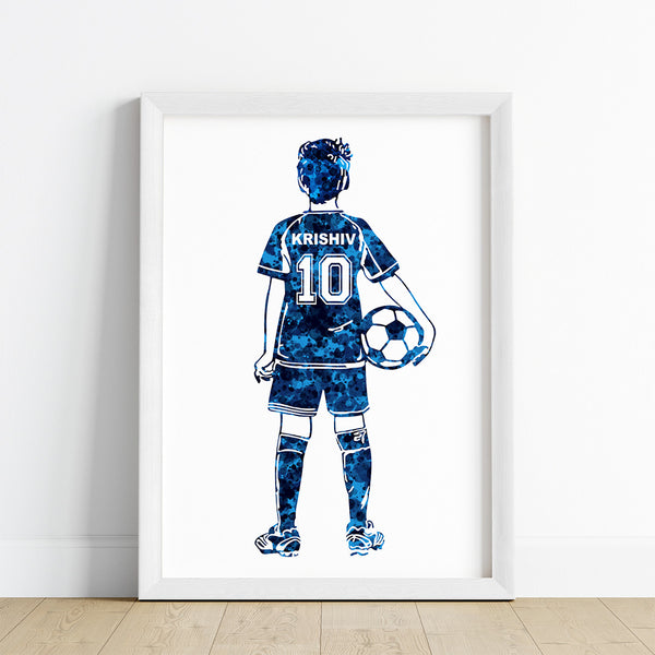 Load image into Gallery viewer, &#39;Football Player&#39; Kid Personalised Wall Art (Framed)
