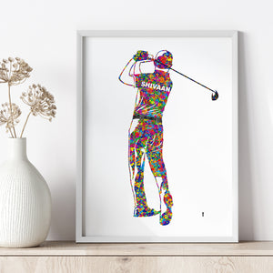 'Golf Player' Personalized Wall Art (Framed)