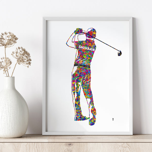 Load image into Gallery viewer, &#39;Golf Player&#39; Personalized Wall Art (Framed)
