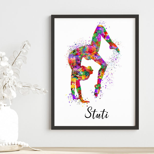 Load image into Gallery viewer, &#39;Gymnastics Girl Tumbling&#39; Personalised Wall Art (Framed)
