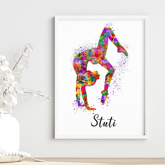 Gymnastics Girl Tumbling Personalised Wall Art (Framed)