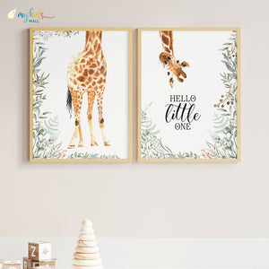 'Hello Little One' Personalised Wall Art (Framed Set of 2)