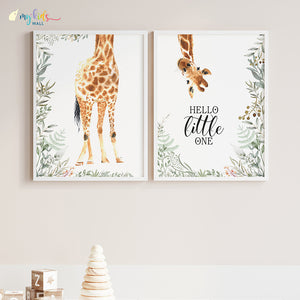 'Hello Little One' Personalised Wall Art (Framed Set of 2)