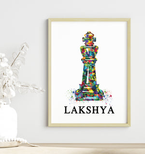 'Chess King' Personalised Wall Art (Framed)