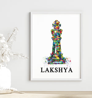 'Chess King' Personalised Wall Art (Framed)