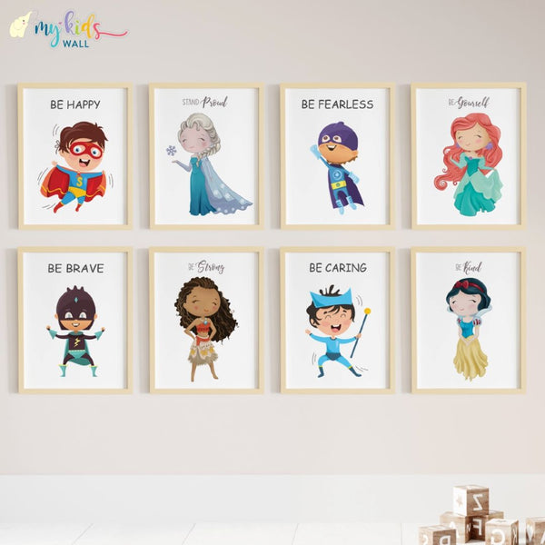 Load image into Gallery viewer, &#39;Motivational Princesses &amp; Superheroes&#39; Wall Art (Framed)
