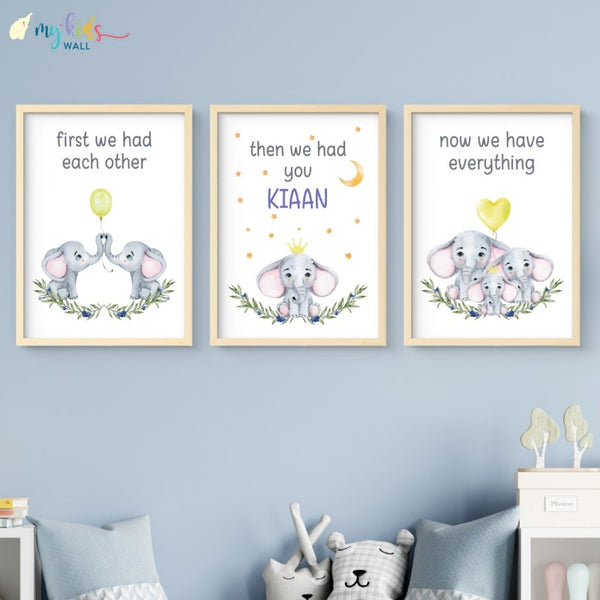 Load image into Gallery viewer, &#39;Now We Have Everything&#39; Personalised Wall Art (Framed Set of 3)
