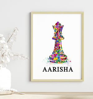 'Chess Queen' Personalised Wall Art (Framed)